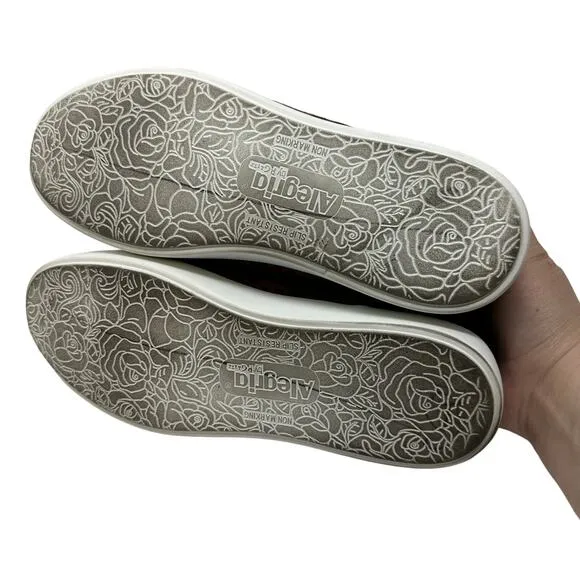 Alegria Posy Leopard Slip On Sneakers Women's Size 38 US 8-8.5 Faux Suede