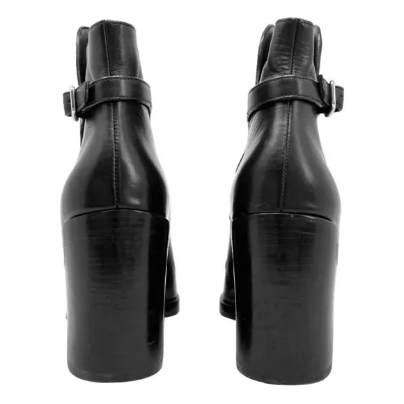 Alexander Wang Black Leather Pointed Toe Block Heel Boots – Size 38.5