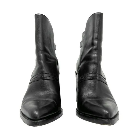 Alexander Wang Black Leather Pointed Toe Block Heel Boots – Size 38.5