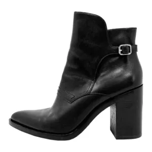 Alexander Wang Black Leather Pointed Toe Block Heel Boots – Size 38.5
