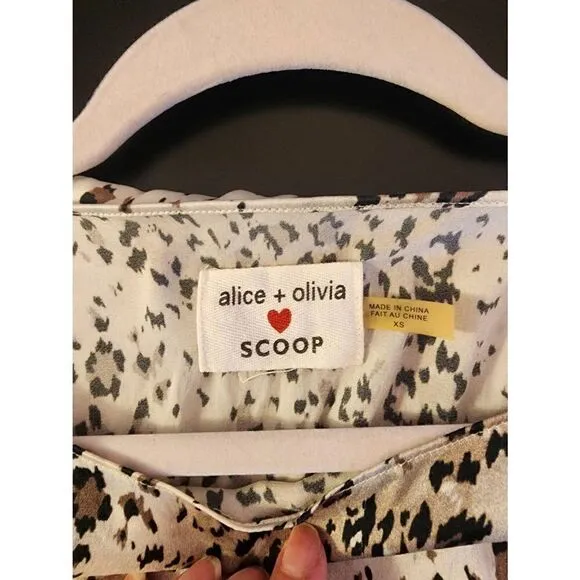 Alice   Olivia Scoop silk lace underlay dress size xs animal print