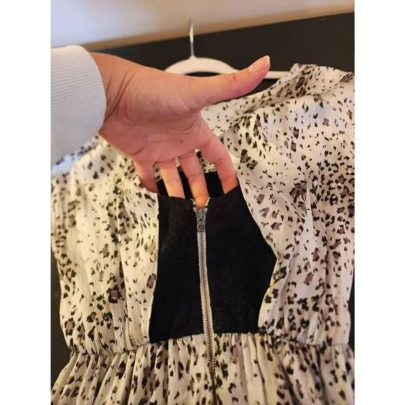 Alice   Olivia Scoop silk lace underlay dress size xs animal print