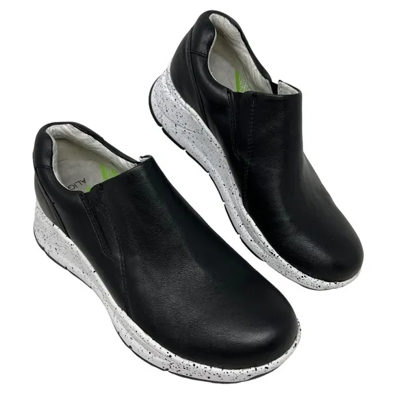 Align Luna Orthotic Leather Slip On Shoes Size 8 Black Slip Resistant Nursing