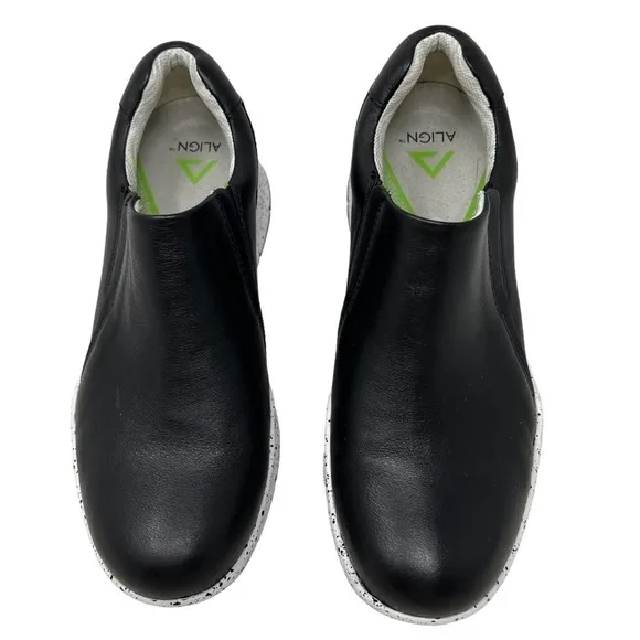 Align Luna Orthotic Leather Slip On Shoes Size 8 Black Slip Resistant Nursing