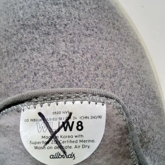 Allbirds WL Wool Lounger Merino Slip On Shoes Women’s Size 8 Grey