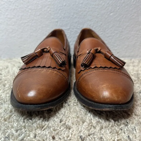 Allen Edmonds Dalton 87703 Brown Tasseled Slip On Loafer Shoes Size 9.5 A