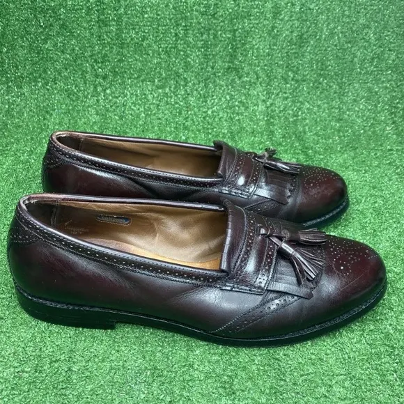ALLEN EDMONDS Leather Bridgeton Loafer Tassel Kiltie Slip-on Burgundy 11 Shoes
