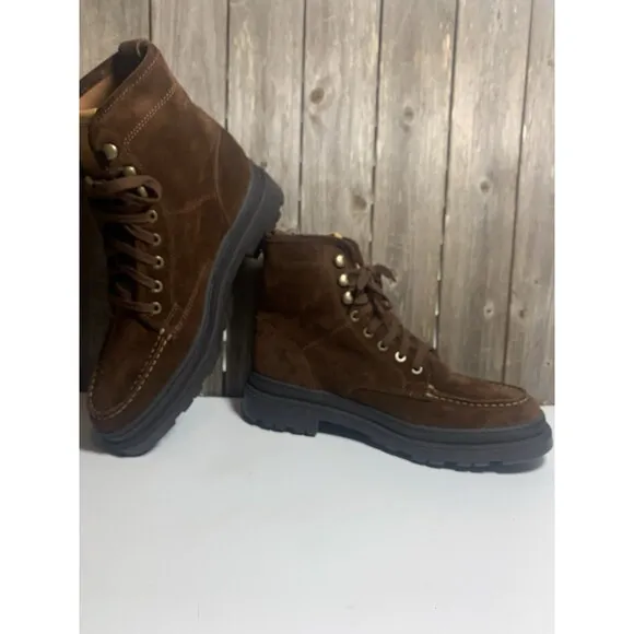 Allen Edmunds Sawyer Lace-up Weatherproof Boot Brown Suede Mens Shoe Size 10 D