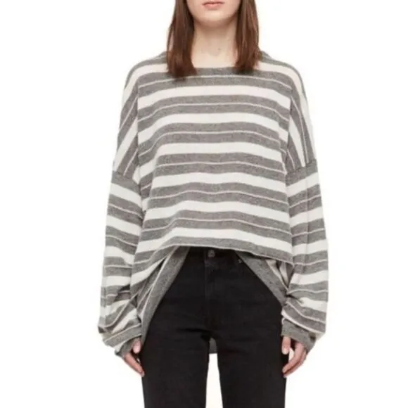 AllSaints Cassia Wool Oversized Striped Sweater M