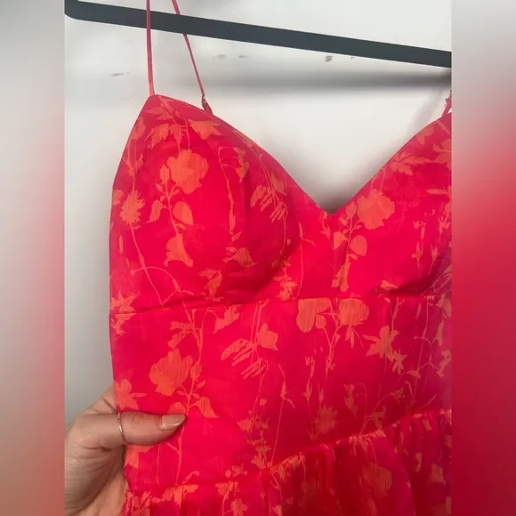 Amanda Uprichard Thaddea Floral Maxi Dress- Pink Orange- Size S