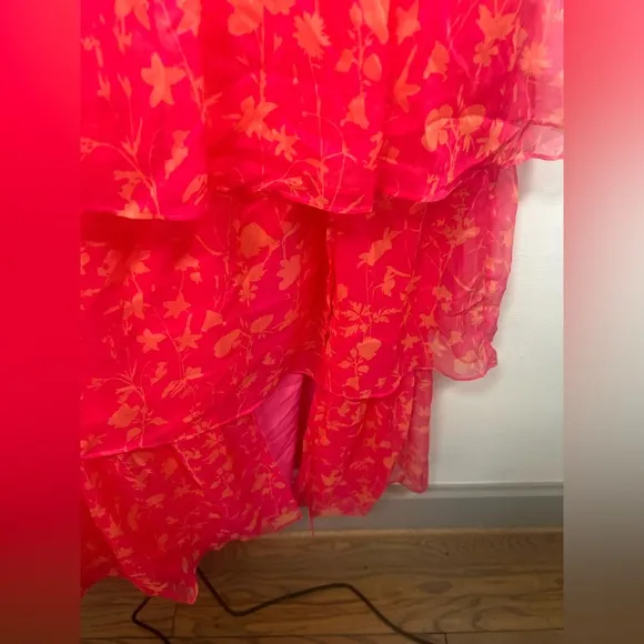 Amanda Uprichard Thaddea Floral Maxi Dress- Pink Orange- Size S