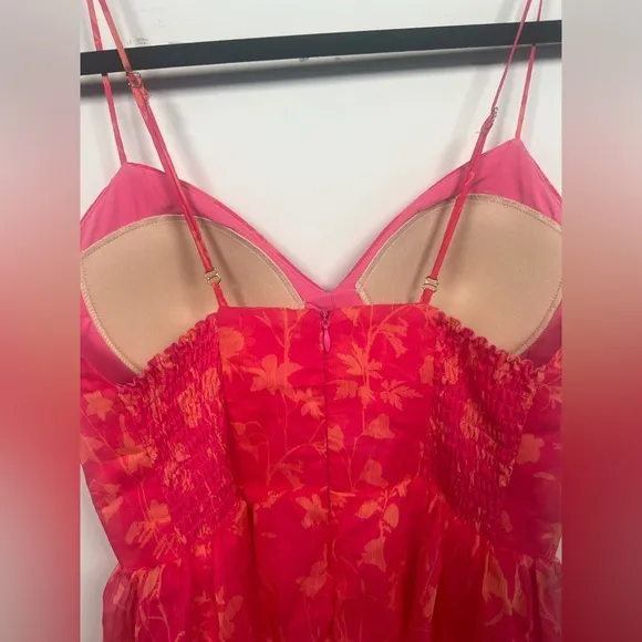 Amanda Uprichard Thaddea Floral Maxi Dress- Pink Orange- Size S