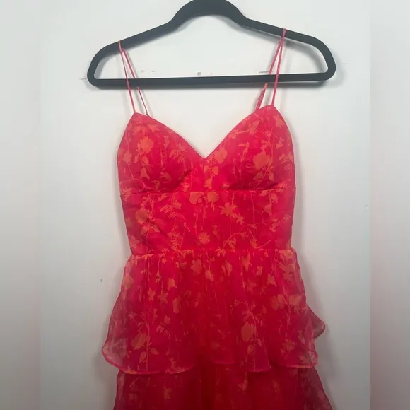 Amanda Uprichard Thaddea Floral Maxi Dress- Pink Orange- Size S