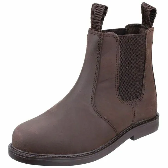 Amblers Childrens/Kids Pull On Leather Ankle Boots / Brown