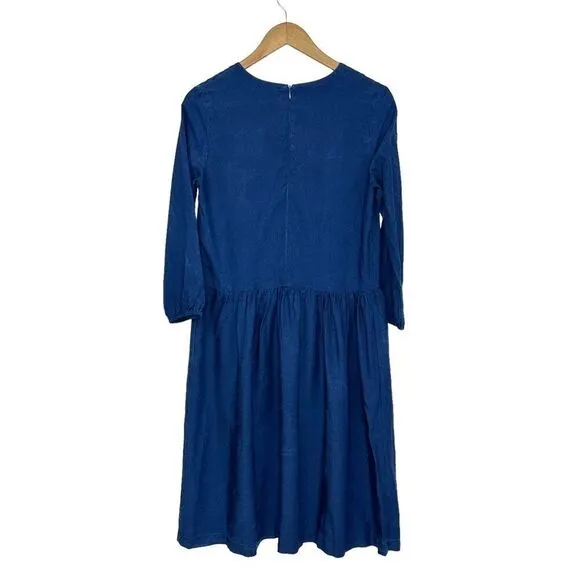 Amour Vert Tencel V-Neck Midi Dress Blue Size Extra Small