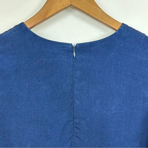 Amour Vert Tencel V-Neck Midi Dress Blue Size Extra Small