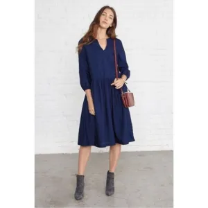 Amour Vert Tencel V-Neck Midi Dress Blue Size Extra Small