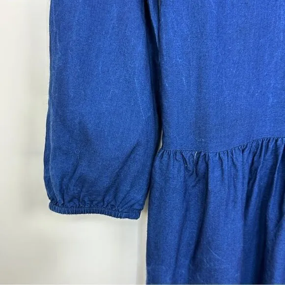 Amour Vert Tencel V-Neck Midi Dress Blue Size Extra Small