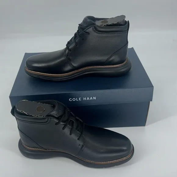 &quot;NEW&quot; Cole Haan Grand ‎ Ultra Men's Leather Black Chukka Boots- Size 7
