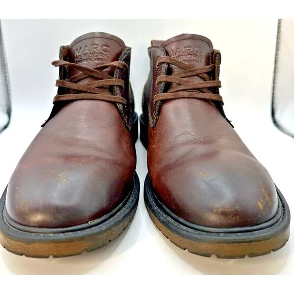 Andrew Marc Mens Dorchester Chukka Men's 8.5  Brown Leather Lace Up Boots Foam