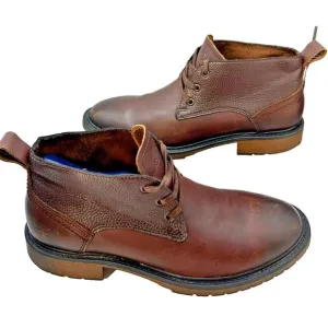 Andrew Marc Mens Dorchester Chukka Men's 8.5  Brown Leather Lace Up Boots Foam
