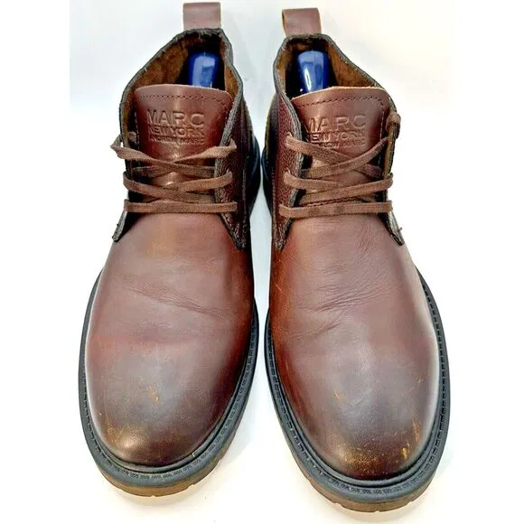 Andrew Marc Mens Dorchester Chukka Men's 8.5  Brown Leather Lace Up Boots Foam