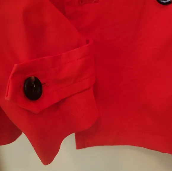 Ann Taylor Orange Cotton Double-Breasted Coat Jacket