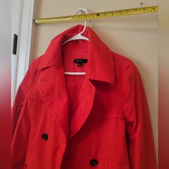 Ann Taylor Orange Cotton Double-Breasted Coat Jacket