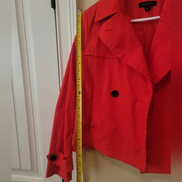 Ann Taylor Orange Cotton Double-Breasted Coat Jacket