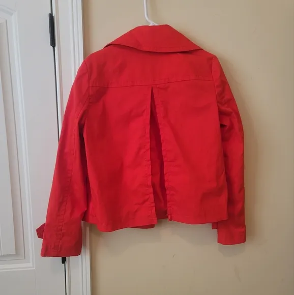 Ann Taylor Orange Cotton Double-Breasted Coat Jacket