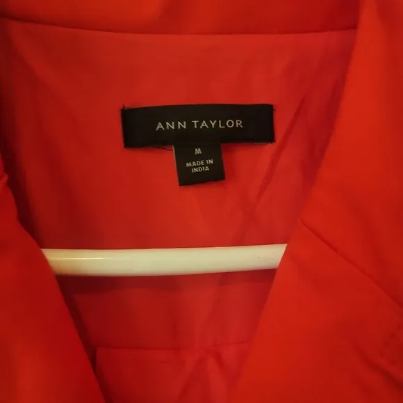 Ann Taylor Orange Cotton Double-Breasted Coat Jacket