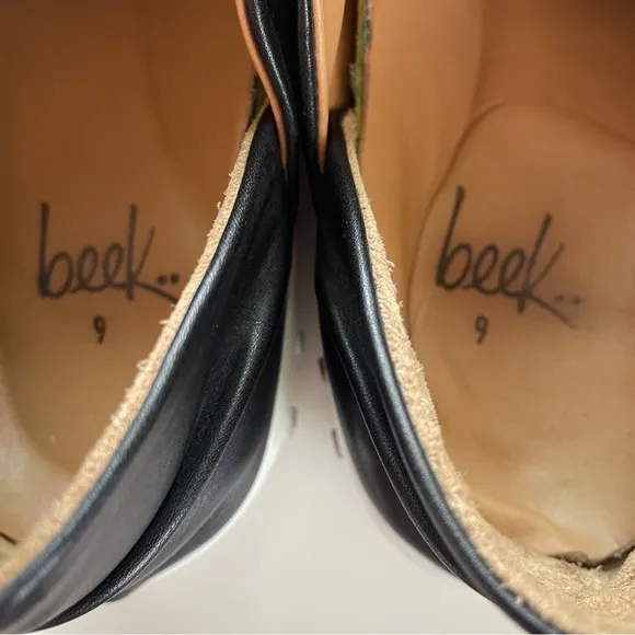 Anthropologie Beek Jay Black Leather Slip-On Loafer Sneaker Comfort Shoes 9