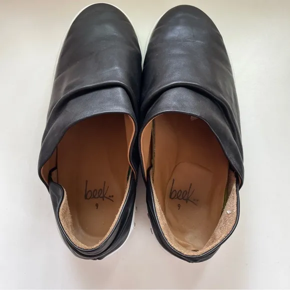 Anthropologie Beek Jay Black Leather Slip-On Loafer Sneaker Comfort Shoes 9