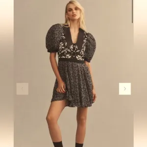 Anthropologie Black &amp; White Embroidered Dress - Size 14 - NWT