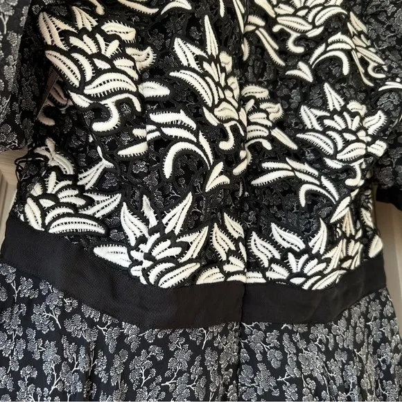Anthropologie Black &amp; White Embroidered Dress - Size 14 - NWT