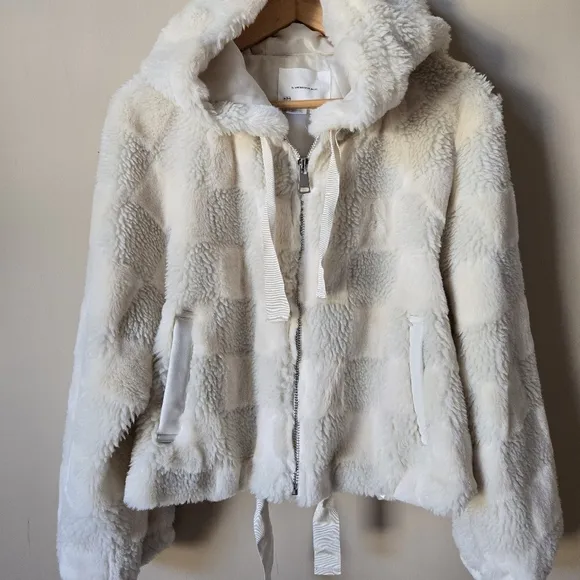 Anthropologie Cropped Faux Fur Hoodie Jacket