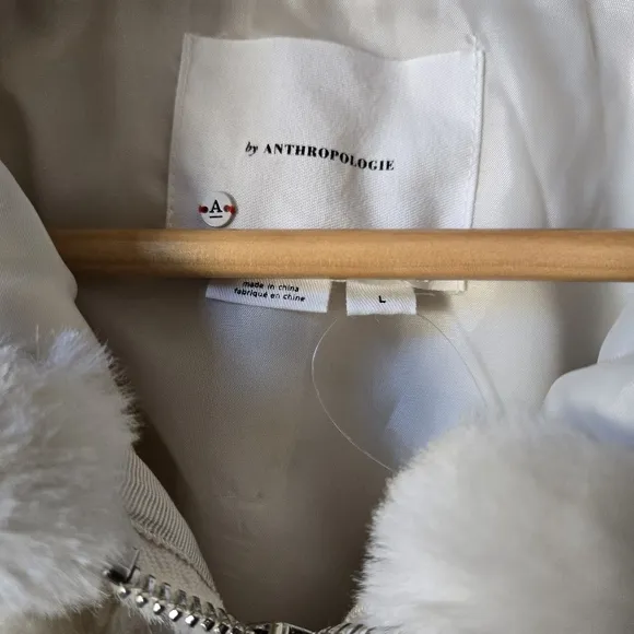 Anthropologie Cropped Faux Fur Hoodie Jacket
