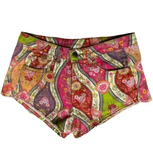 Anthropologie Farm Rio Vintage Denim Floral Button-Up Shorts EU‎ Sz 38 US Size S