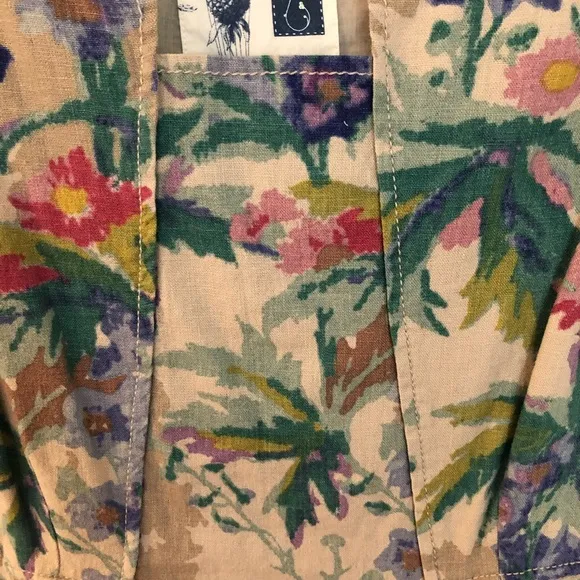 Anthropologie Linen Blend Floral Watercolor Dress 6