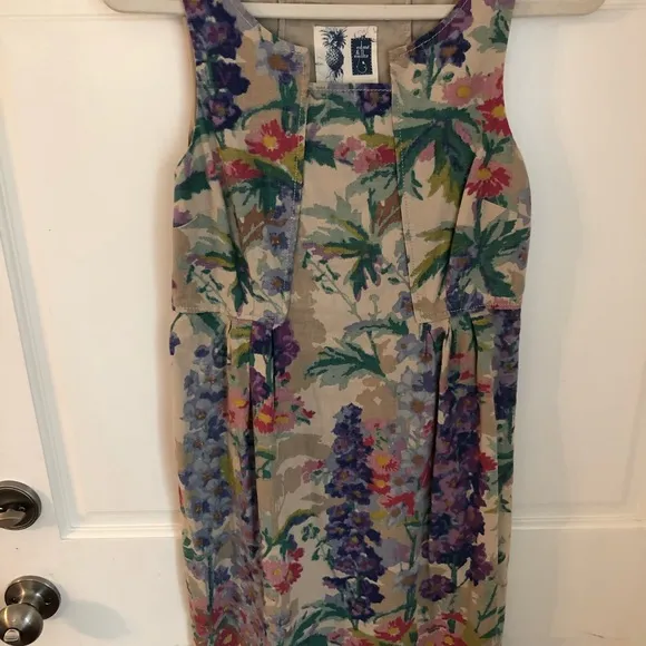 Anthropologie Linen Blend Floral Watercolor Dress 6