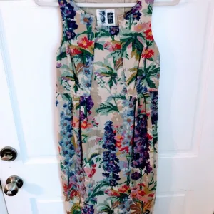 Anthropologie Linen Blend Floral Watercolor Dress 6