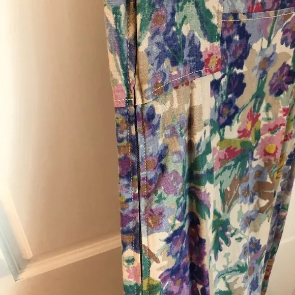 Anthropologie Linen Blend Floral Watercolor Dress 6