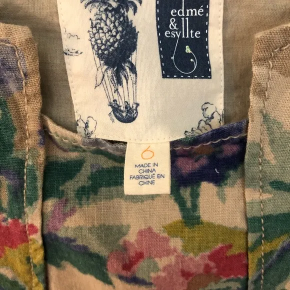 Anthropologie Linen Blend Floral Watercolor Dress 6