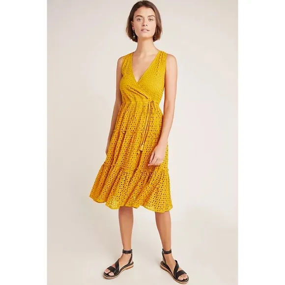 Anthropologie Nuri Eyelet Wrap Dress