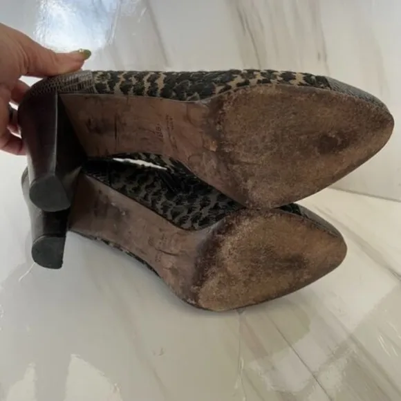 Anthropologie Tibi Italian Leather Ankle Heels Boots Brown Nude 9 Embroidered