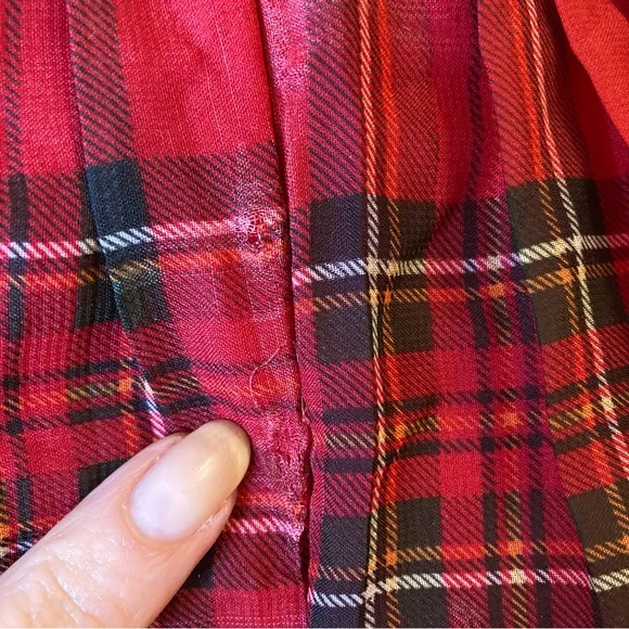 ANTONIO MELANI Katrina Red Plaid Tiered Ruffle Midi Maxi Skirt NWT