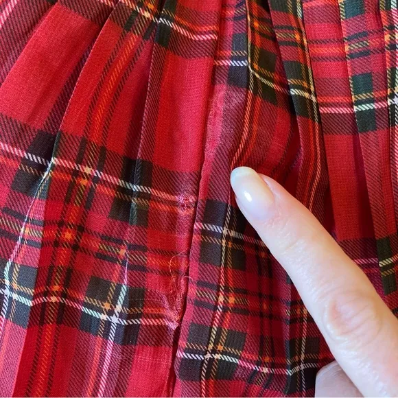 ANTONIO MELANI Katrina Red Plaid Tiered Ruffle Midi Maxi Skirt NWT