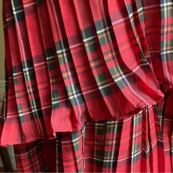 ANTONIO MELANI Katrina Red Plaid Tiered Ruffle Midi Maxi Skirt NWT
