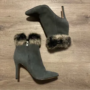 Antonio Melanie Rabbit Fur Point Toe Heeled Boots 8 EUC