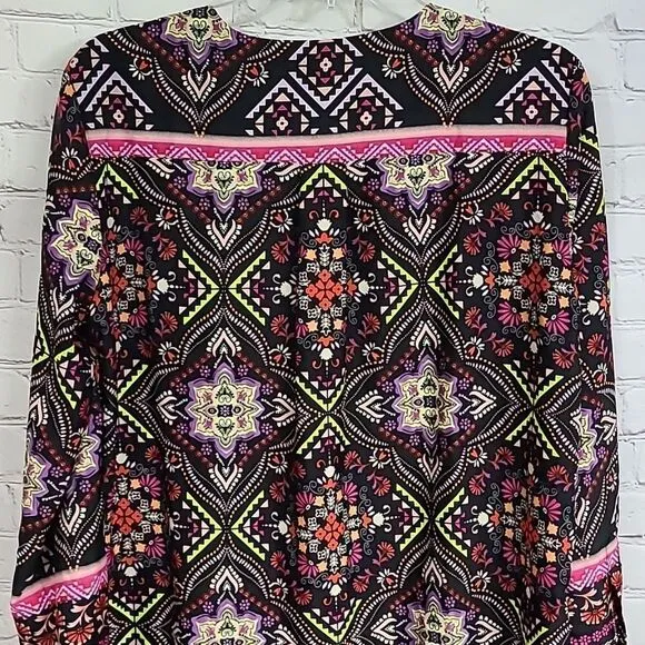 Antonio Melani Exotic Escape Lonen Dress Knee Length Shift Long Roll-Tab Sleeves